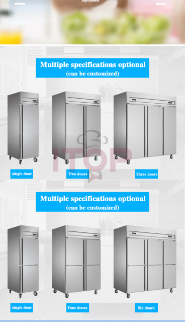 IT-RD2-10 Commercial Stainless Steel 1000L 2 Doors Upright Freezer Hotel Industry Upright Refrigerator