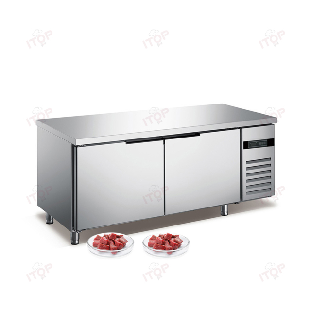 IT-CCF18-D2F IT-CCF18-D2R Support Customized 1.8M Stainless Steel Catering Kitchen Working Table Chiller Freezer