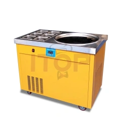 SSI150FIS-6C1 50CM Diameter Round Squared Cold Plate Thai Fried Ice Cream Machine With 6 Hoppers