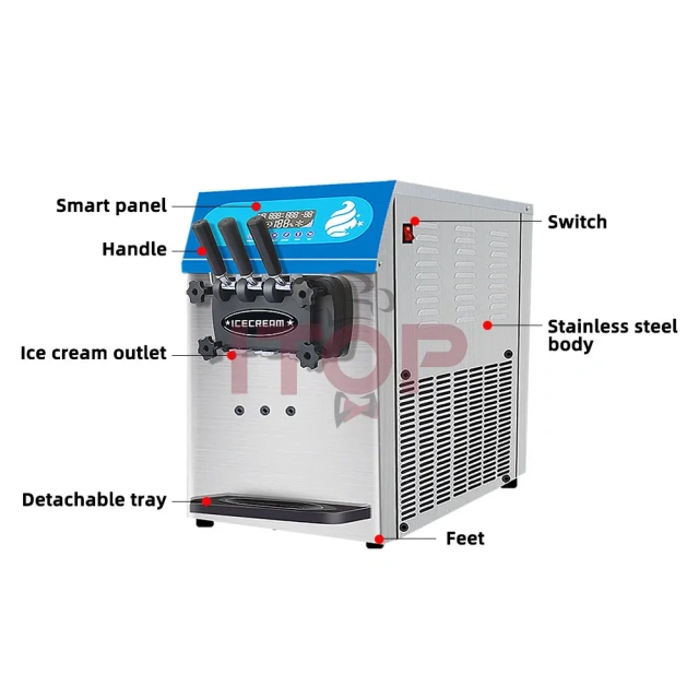IT-SIC-6.5L Commercial Countertop Ice Cream Machine 28L/H Automatic Italian Ice Cream Maker