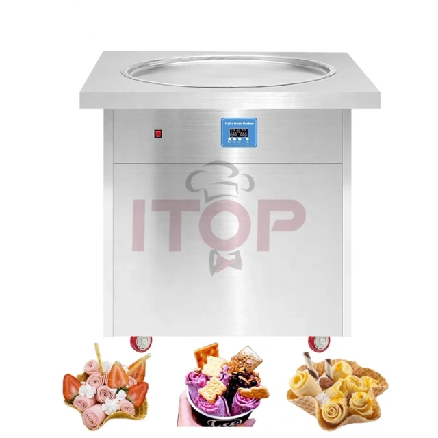 SSI150FIC Commercial Fried Ice Cream Machine Flat Round Square Pan Fry Thailand Ice Cream Roll Machine