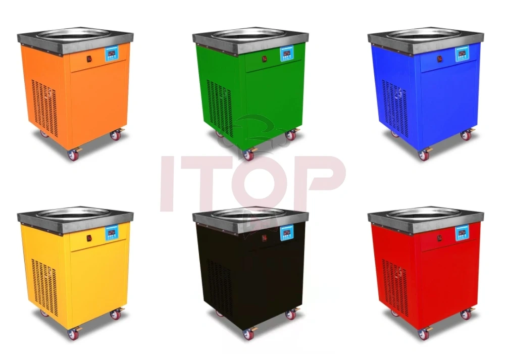 SSI150FIC Round Square Flat Pan Thailand Manual Fried Roll Ice Cream Machine