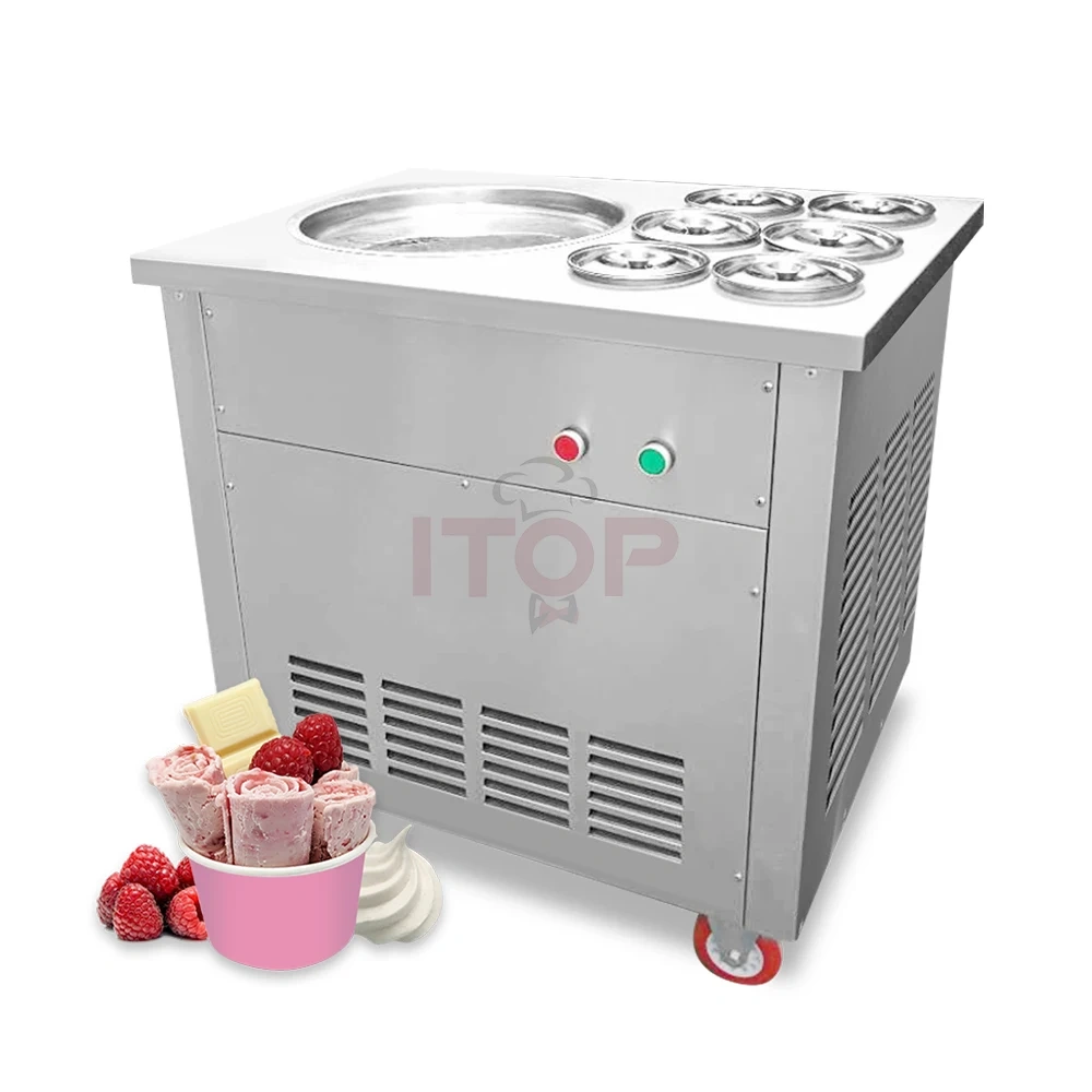 IT-FICM1-R6 Thailand Roll Ice Cream Machine Fried Ice Cream Machine With 6 Barrels