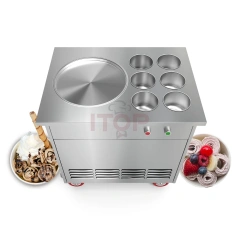 IT-FICM1-R6 Thailand Roll Ice Cream Machine Fried Ice Cream Machine With 6 Barrels