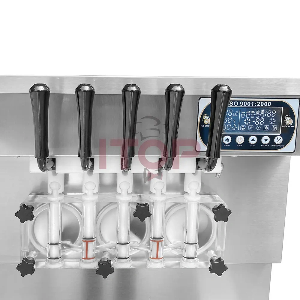 IC-VIC5-38W Commercial Touch Screen 55L/H 5 Mixed Flavors Soft Serve Ice Cream Making Machine