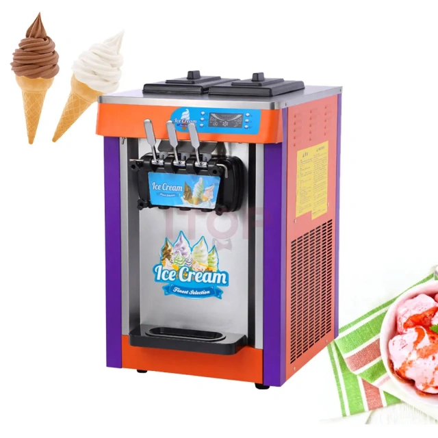IT-SICM-D20ANE Table Top 20-25L/H Italian Gelato Maker 3 Heads Commercial Soft Ice Cream Machine