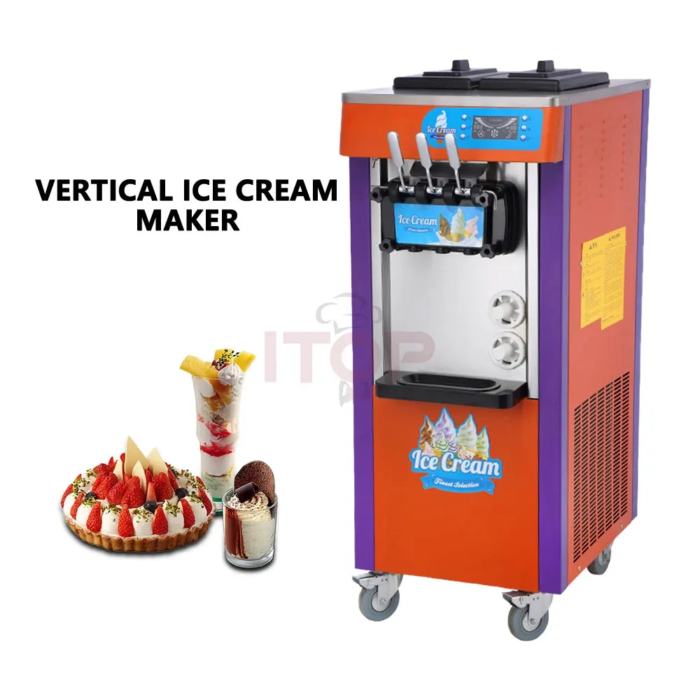 IT-SICM-V20NEP Three Flavors 20-25L/H 6L*2 Hopper Commercial Professional Soft-serve Ice Cream Maker