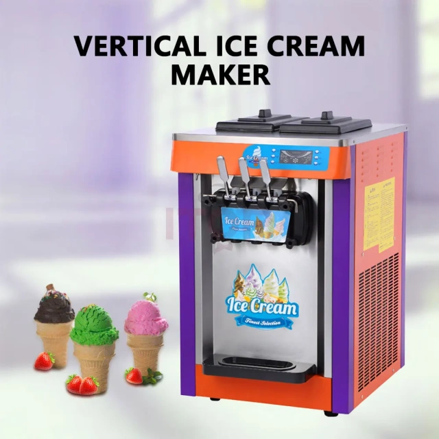 IT-SICM-D20ANE Table Top 20-25L/H Italian Gelato Maker 3 Heads Commercial Soft Ice Cream Machine