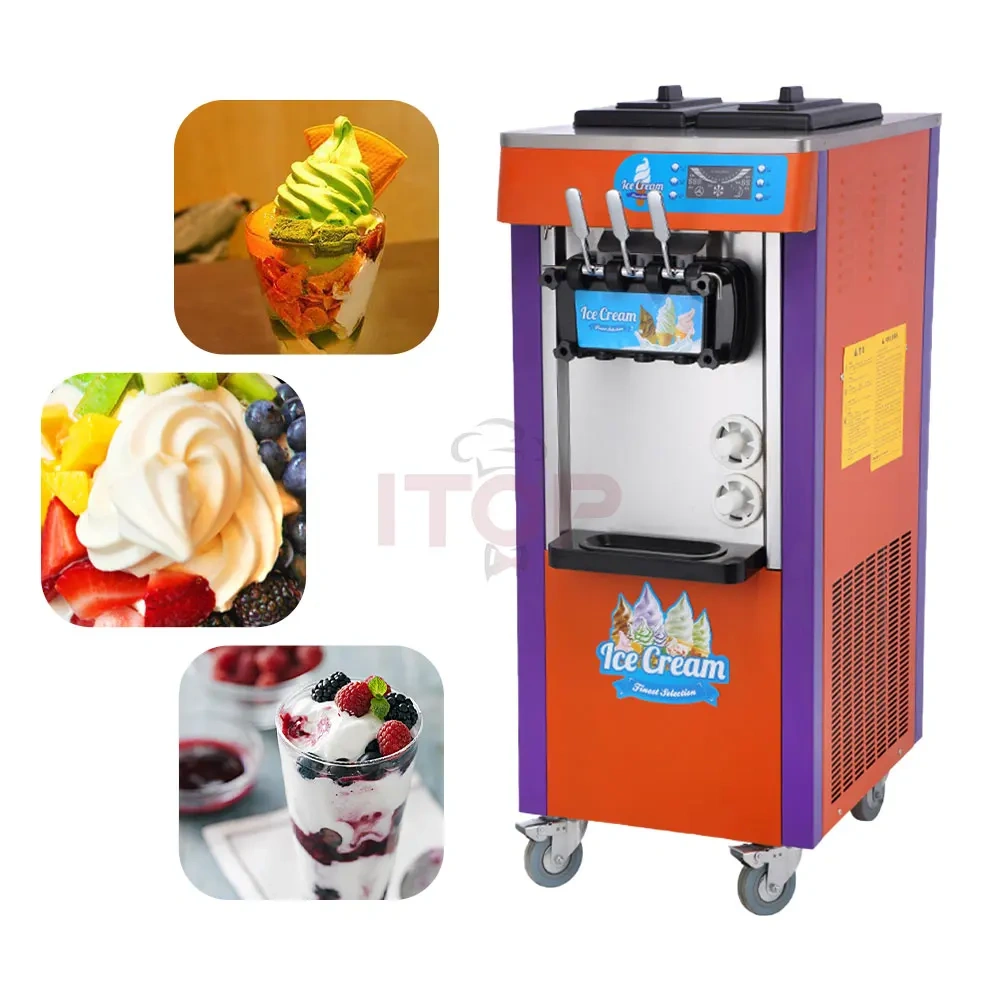 IT-SICM-V20NEP Three Flavors 20-25L/H 6L*2 Hopper Commercial Professional Soft-serve Ice Cream Maker