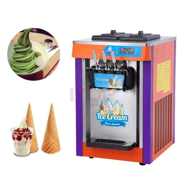 IT-SICM-D20ANE Table Top 20-25L/H Italian Gelato Maker 3 Heads Commercial Soft Ice Cream Machine