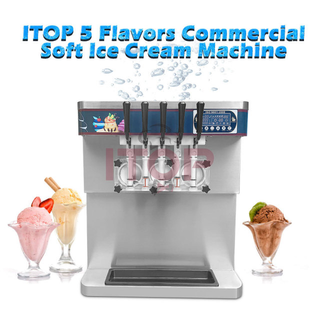 IT-IC5-25W Commercial Table Type 40L/H 5 Mixed Flavors Soft Serve Ice Cream Making Machine