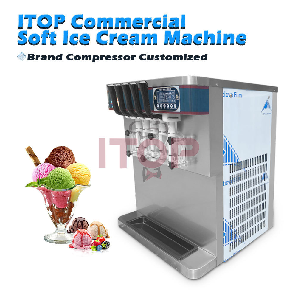IT-IC5-25W Commercial Table Type 40L/H 5 Mixed Flavors Soft Serve Ice Cream Making Machine