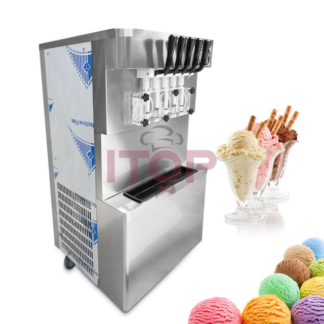 IC-VIC5-38W Commercial Touch Screen 55L/H 5 Mixed Flavors Soft Serve Ice Cream Making Machine