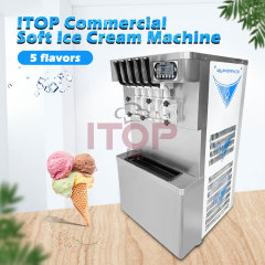 IC-VIC5-38W Commercial Touch Screen 55L/H 5 Mixed Flavors Soft Serve Ice Cream Making Machine