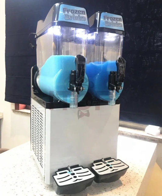 SM-12*2(SS body panel) Ce Approved Slush Ice Machine Commercial Slushie Machine Two Tanks 12L*2