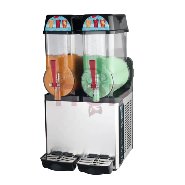 SM-12*2(SS body panel) Ce Approved Slush Ice Machine Commercial Slushie Machine Two Tanks 12L*2