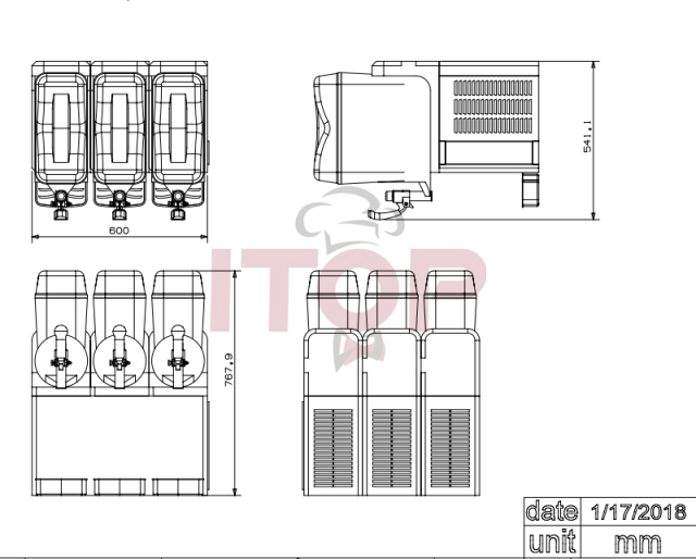 SM-12*3(SS body panel) Commercial Industrial Slush Machine Frozen Drink Machine Granita sorbet Machine 3 Tanks 12L*3