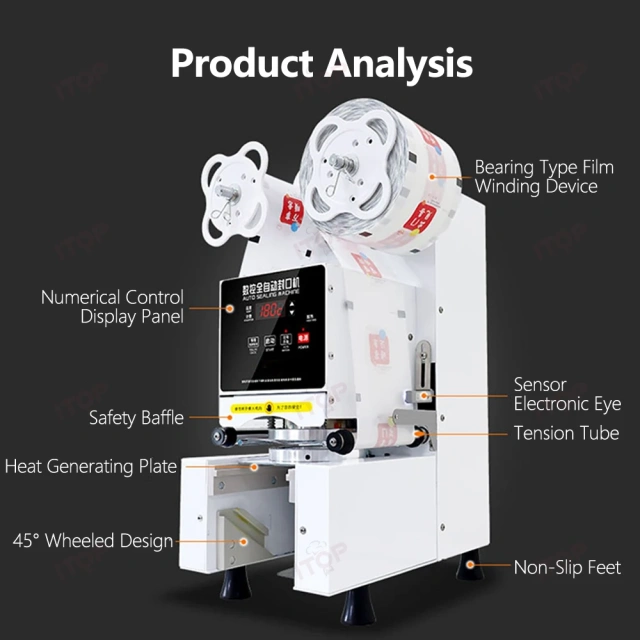 IT-SCM1-90 IT-SCM1-95 Tabletop Automatic Diameter 90/95mm Bubble Tea Cup Sealer Sealing Machine
