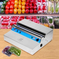 CFW-500 SupperMarket Stainless Steel Cling Film Wrapping Sealing Machine With Heating Plate Cutter