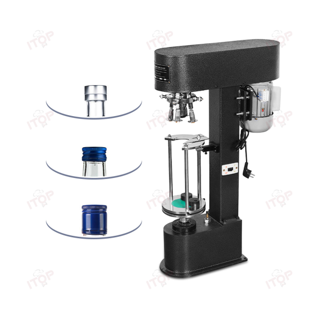 IT-SACM-5M Adjustable Tray Heigh Metal Cap Aluminum Lids Bottle Screwing Capping Machine