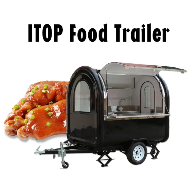 IT-FT220-165 Mobile Ice Cream Food Cart Commercial Popcorn Cart Towable Food Trailer