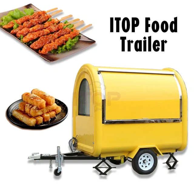 IT-FT220-165 Mobile Ice Cream Food Cart Commercial Popcorn Cart Towable Food Trailer