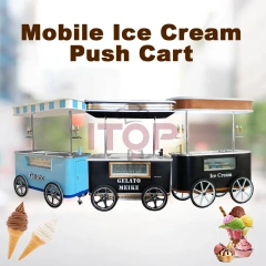 IT-ICC-M1 Ice Cream Display And Selling Cart Hand Push Gelato Showcase Cart Freezer Ice Cream Vending Carts