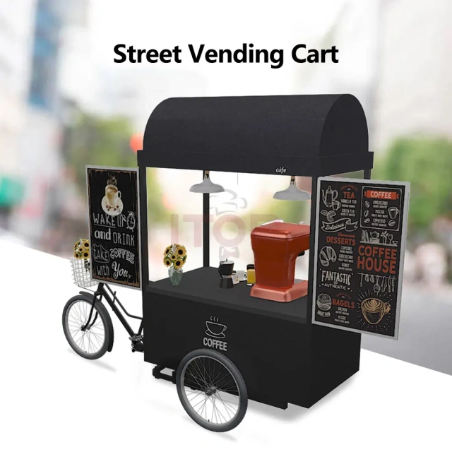 IT-SCC-AD Coffee Vending Cart Trailer Electric Tricycle Food Truck 3 Wheels Mobile Coffee Carts