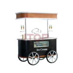 IT-ICC-M1 Ice Cream Display And Selling Cart Hand Push Gelato Showcase Cart Freezer Ice Cream Vending Carts