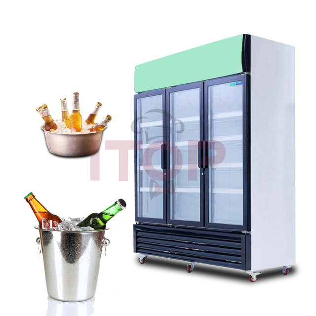 IT-3BD-1128L IT-3BA-1128L Big Capacity Commercial Supermarket Display Refrigerators 3 Glass Door Beer Fridge