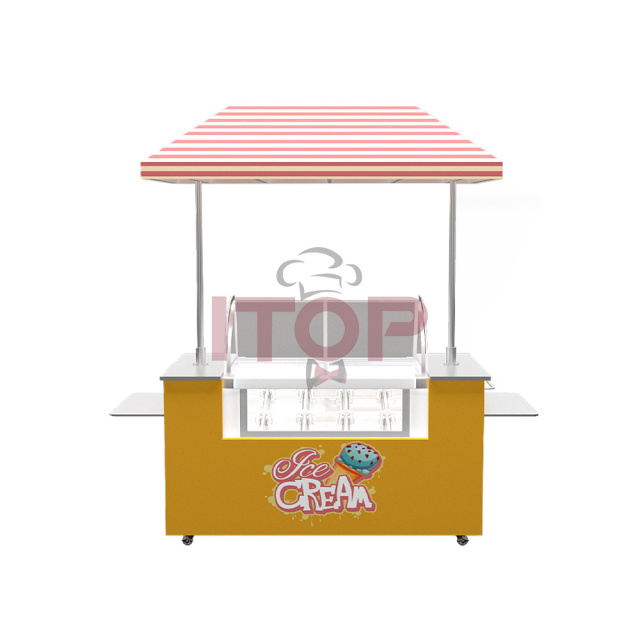 IT-ICC-J1 Oem Mobile Street Fast Tricycle 230L Capacity Food Truck Customized Street Kitchen Ice Cream Vending Van