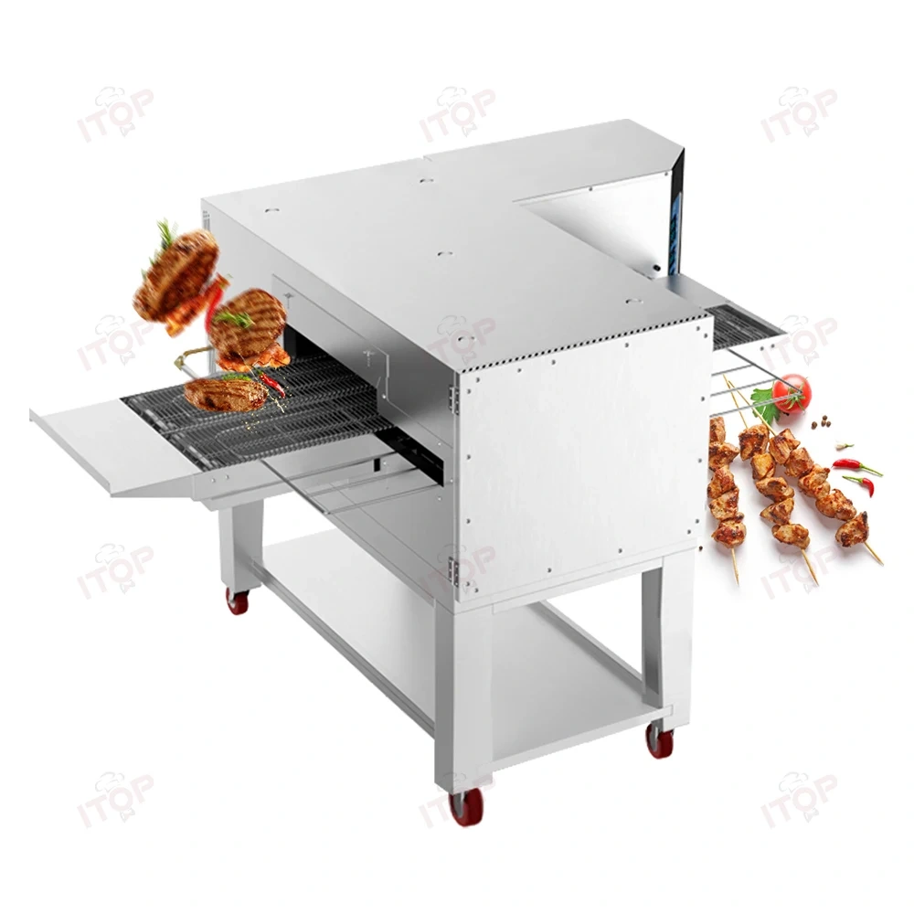 IT-CBO-E1 IT-CBO-E2 Electric Single Double Conveyor Barbecue Oven Commercial Belt Tunnel Oven
