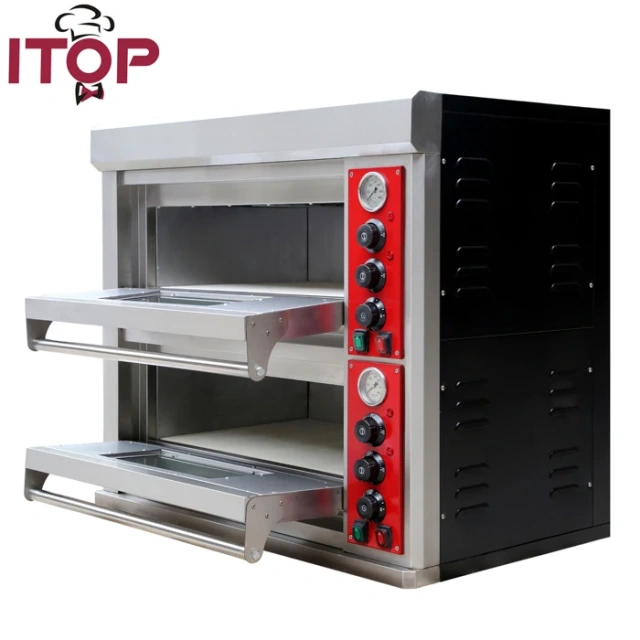 8.8KW Commercial 304 Stainless Steel Efficient Heating Control 2 Decks 2 Trays Cake Pizza Deck Bakery Oven