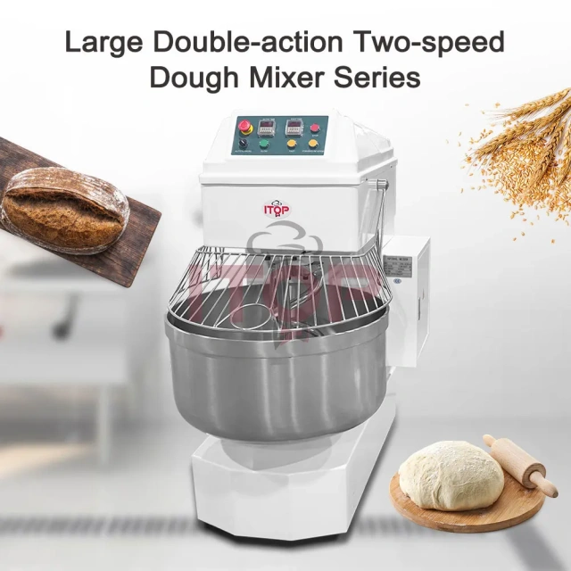 80L-260L Commercial 32kg-100kg Flour Capacity Large Double-action Two-speed Dough Mixer Mixing Machine