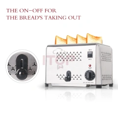 J-ST-4 Commercial Electric Stainless Steel Pop Up 4 Slices Bread Toaster Machine