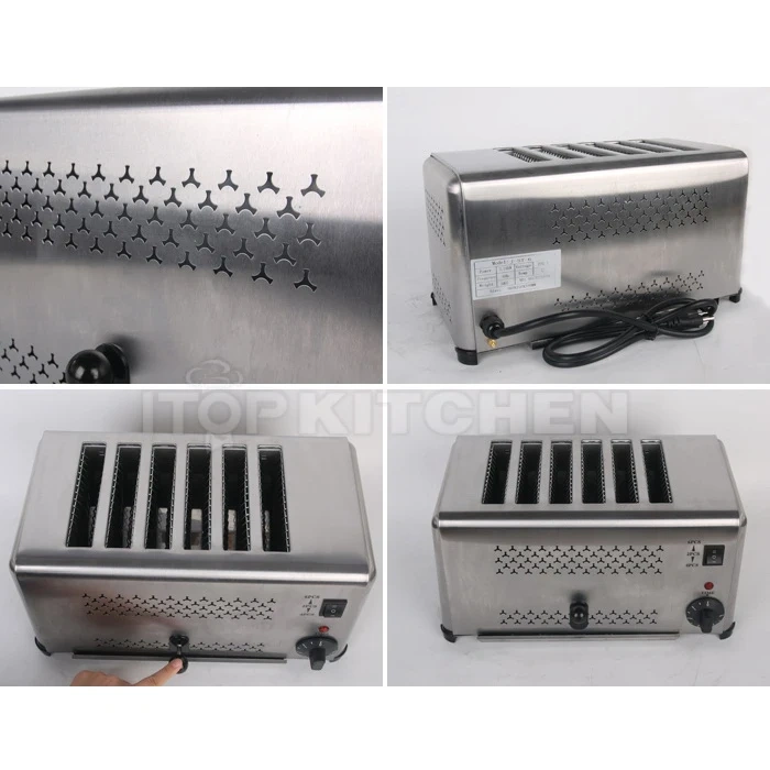 Commercial Stainless Steel Electric Bread Toaster Machine 6 Slice Breakfast Toaster