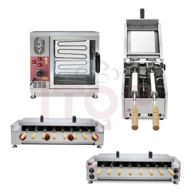 IT-GCOM8 Gas Chimney Cake Kurtos Kalacs Machine Hungary Trdelnik Chimney Bread Roll Oven 8 pcs Grill Sticks