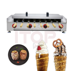 IT-GCOM8 Gas Chimney Cake Kurtos Kalacs Machine Hungary Trdelnik Chimney Bread Roll Oven 8 pcs Grill Sticks