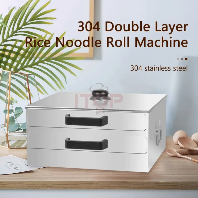 2 Tiers Commercial Rice Noodle Roll Steamer Machine Stainless Steel Automatic Steamed  Vermicelli Roll Machine