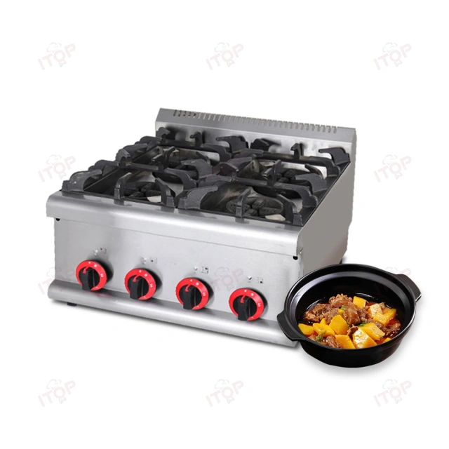Commercial Counter 4 Burners Gas Stove Table Top Stainless Steel Gas Cooker Rangetop