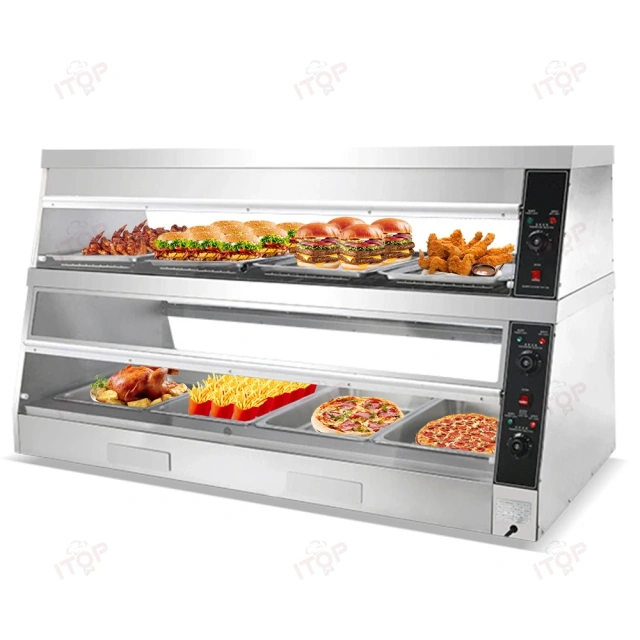1.2m 1.5m 1.8m Buffet Restaurants Table Top Commercial Insulated Stainless Steel Electric Food Warmer Display Showcase