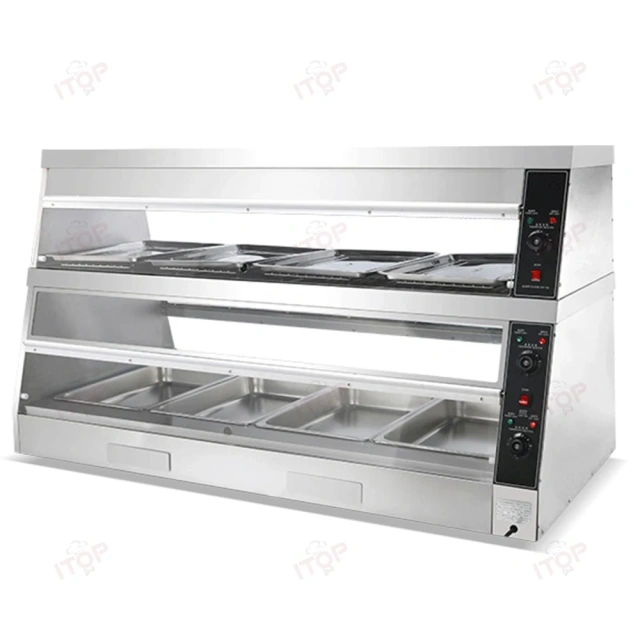 1.2m 1.5m 1.8m Buffet Restaurants Table Top Commercial Insulated Stainless Steel Electric Food Warmer Display Showcase
