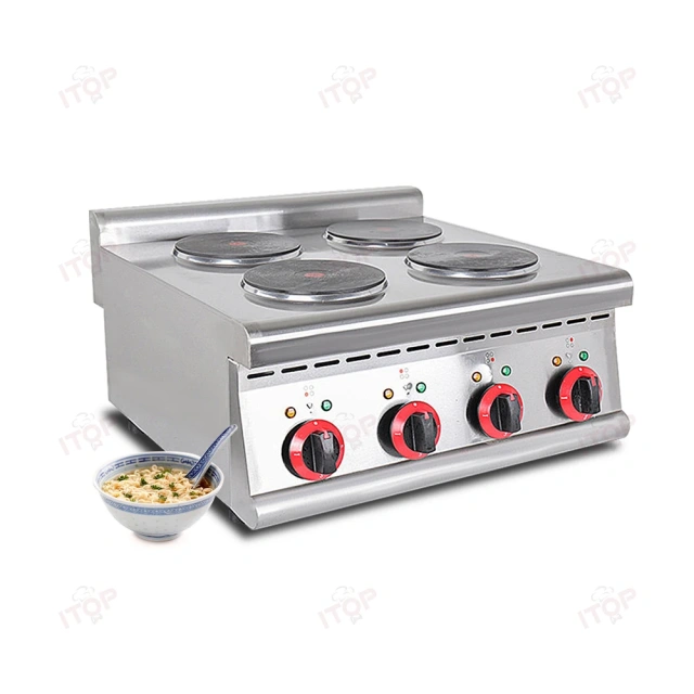 Commercial Electric Cooking Stove 8kw Countertop 4 Head Food Cooker Combination Cooking Range