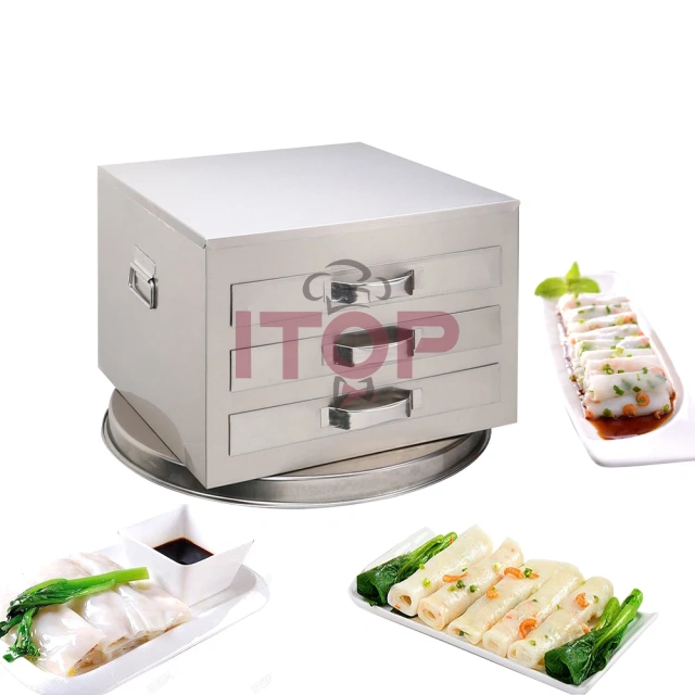 Commercial Stainless Steel 3 Layers Vermicelli Roll Steamer Cabinet Machine Rice Noodle Rolls Making Machine