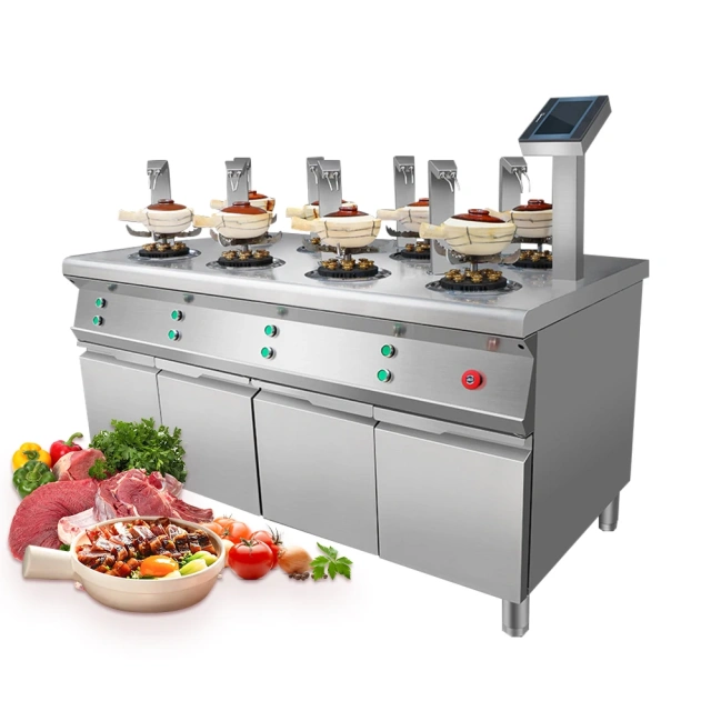 Professional Gas Intelligent Eight-Head Commercial Restaurant Rotary Gas Rice Casserole Cooker