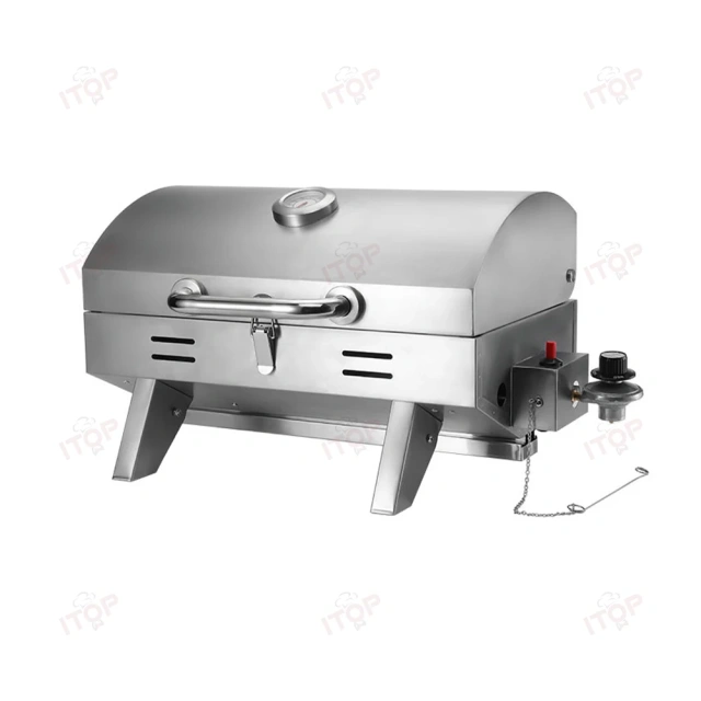 Manufacturer Cheap Price Outdoor Camping Garden Tabletop Single Head Stainless Steel Portable Gas Foldable Bbq Grill