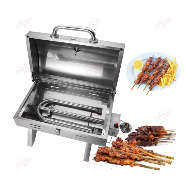 Manufacturer Cheap Price Outdoor Camping Garden Tabletop Single Head Stainless Steel Portable Gas Foldable Bbq Grill