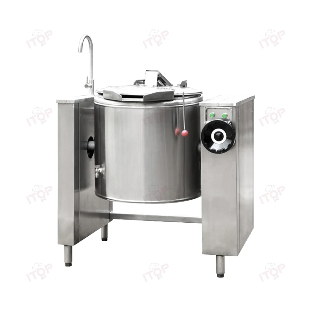100l-500l Industrial Auto Gas Electric Tilting Kettle Boiler Industrial Gas Steam Jacketed Kettle In Large Kitchens