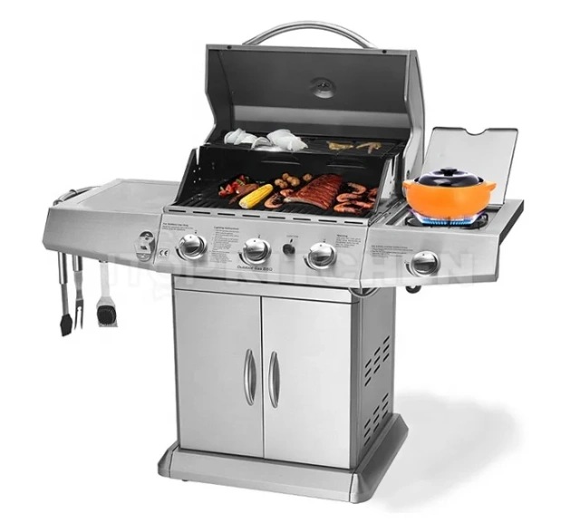 Home Family 4 Burners Barbecue Machine Stainless Steel Outdoor Grill Villa Party Gas Grill Machine With CE