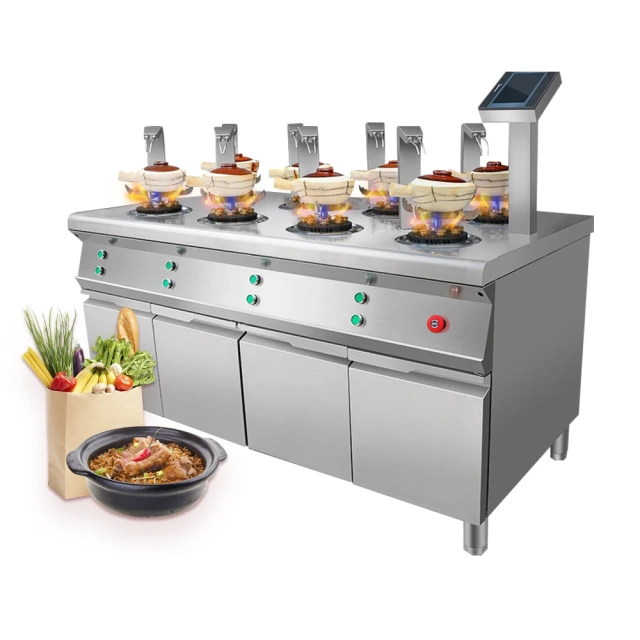 Professional Gas Intelligent Eight-Head Commercial Restaurant Rotary Gas Rice Casserole Cooker